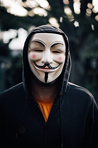 Udekit Máscara de Hacker V para Vendetta Máscara Disfraz de Halloween Accesorios de Fiesta de Cosplay Blanco