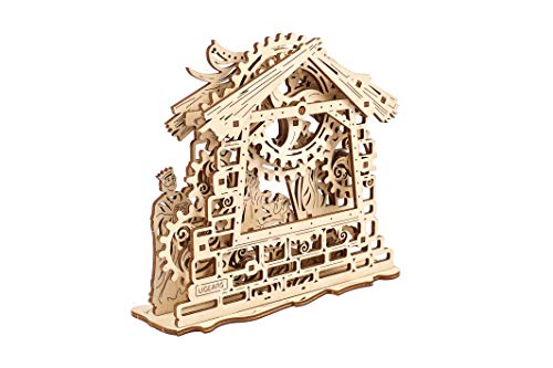 UGEARS Belén - Rompecabezas Mecánico 3D - Kits de Construcción de Artesanía en Madera - Juego de Pesebre de Madera - Rompecabezas de Navidad para Niños - Decoraciones Navideñas de Bricolaje - Idea