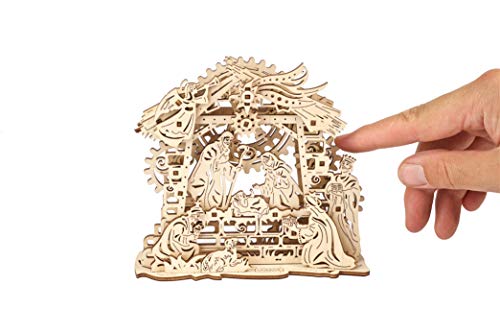 UGEARS Belén - Rompecabezas Mecánico 3D - Kits de Construcción de Artesanía en Madera - Juego de Pesebre de Madera - Rompecabezas de Navidad para Niños - Decoraciones Navideñas de Bricolaje - Idea