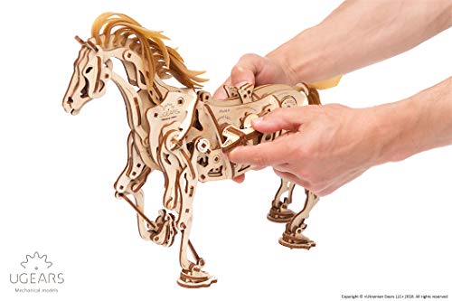 UGEARS Caballo Mecánico - Puzzle 3D para Niños y Adultos - Mecánico Rompecabezas de Madera DIY