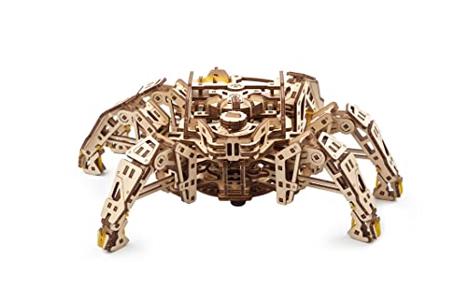 UGEARS Puzzle 3D de Explorador Hexápodo - Maqueta para Montar un Robot Araña con Motor de Resorte (Camina hasta 3 Metros) - Maquetas de Madera y Puzzles 3D - Maquetas para Construir para Adultos