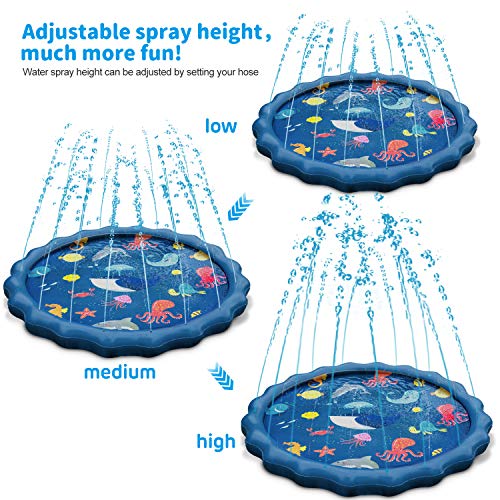 Uiter Aspersor de Juego, Tapete de Aprendizaje para Salpicar con Rociadores para Actividades al Aire Libre, Juguetes Inflables de Agua para Bebés, Niños Pequeños y Niños (60” / 150 cm)