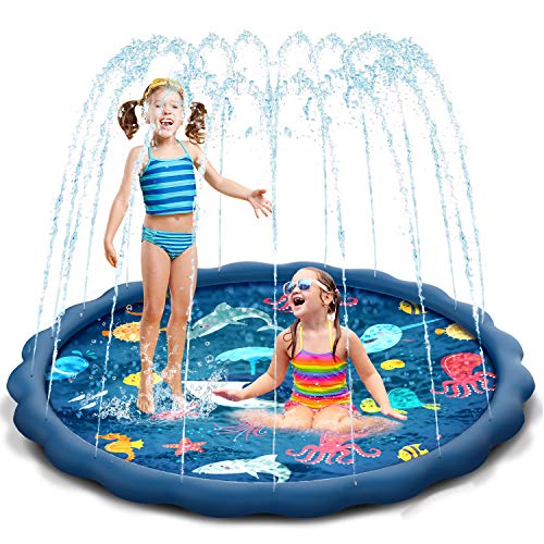 Uiter Aspersor de Juego, Tapete de Aprendizaje para Salpicar con Rociadores para Actividades al Aire Libre, Juguetes Inflables de Agua para Bebés, Niños Pequeños y Niños (60” / 150 cm)