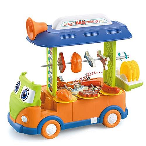 Ulalaza 23PCS Toy Bus Set Juego de simulación BBQ Truck Food Car Juguete Educativo de Aprendizaje para niños Niños Niñas