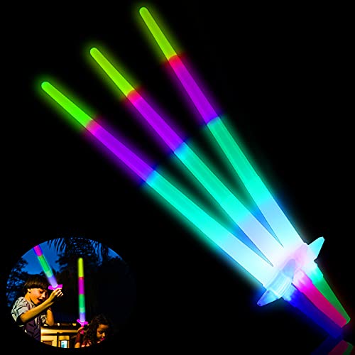 Ulikey Espada Láser de Juguete, 3 Piezas Juguete de Luminosos, Fiesta Luminoso Juguetes, Juguetes Luminosos con LED, LED Niños Fiesta Luminoso Juguetes, Cumpleaños para Fiestas Favores