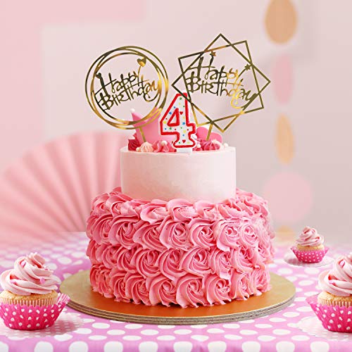 Ulikey Happy Birthday Cake Topper, 12 Piezas Oro Topper de Pastel de Cumpleaños, Acrílico Cupcake Topper de Magdalena Decoración de Tartas para Cumpleaños