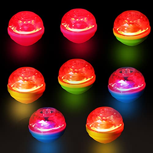 Ulikey Juguetes Luminosos, 8 Piezas Peonzas de Batalla Juguete, Gyro Set con Luz, Peonzas de Colores Spin Estrés Alivio para la Ansiedad Juguetes para Niños Fiesta de Cumpleaños (8pcs)