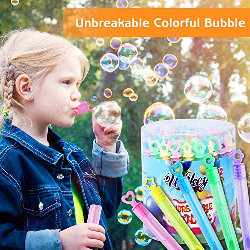 Ulikey Pomperos para Niños, Pack de 52 Pompas de Jabón de 5 Colores Varitas, Tubos para Crear Burbujas de Jabon, Juguetes para Niños Exterior Interior, Regalos para Niños y Niñas