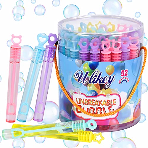 Ulikey Pomperos para Niños, Pack de 52 Pompas de Jabón de 5 Colores Varitas, Tubos para Crear Burbujas de Jabon, Juguetes para Niños Exterior Interior, Regalos para Niños y Niñas