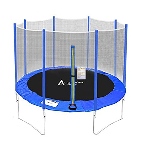 ULTRAPOWER SPORTS Cama Elástica de 244 305 366 cm, Trampolín para el Jardín Caja de Red de Seguridad y Escalera, Postes Rectos Acolchados, TÜV Rheinland Prueba de Seguridad, 366 Azul