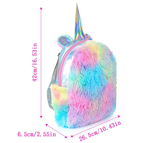 Unicornio Mochila niñas,WolinTek Mochila de Felpa Unicornio diseño de Unicornio Felpa Bolso de Hombro Bolsa de Viaje Moda Bolsas de Mujer Unicornio