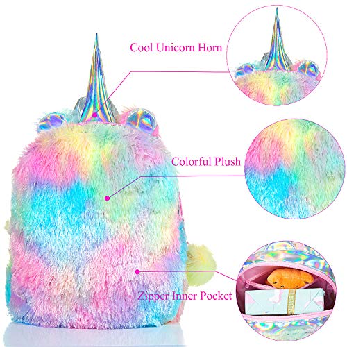 Unicornio Mochila niñas,WolinTek Mochila de Felpa Unicornio diseño de Unicornio Felpa Bolso de Hombro Bolsa de Viaje Moda Bolsas de Mujer Unicornio