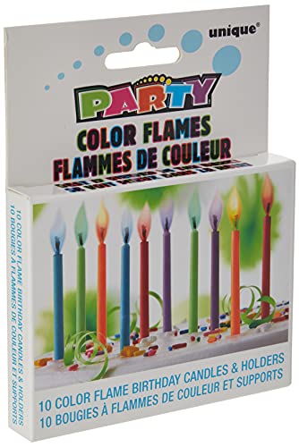 Unique Party Paquete de 10 Velas de cumpleaños y portavelas con Llama Colorida (34099) , Modelos/colores Surtidos, 1 Unidad