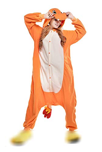 Unisex Adulto Pijamas Cosplay Disfraces Halloween Animal Pijamas Invierno Mono (L, Charmander)