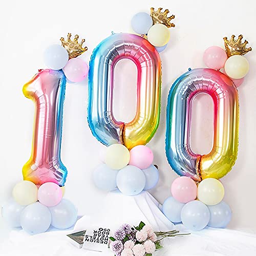 Unisun Globos numéricos, 101,6 cm grandes arco iris número 3 Foil Mylar helio globos para fiesta de cumpleaños decoración