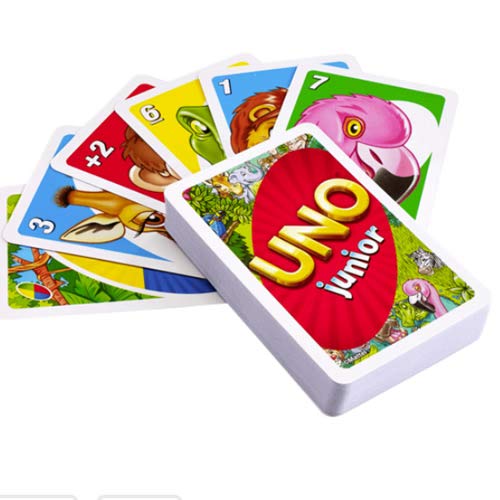 UNO junior Mattel Games Juego de Cartas, Juego de Mesa para niños con Dibujos de Animales (Mattel GPM86)