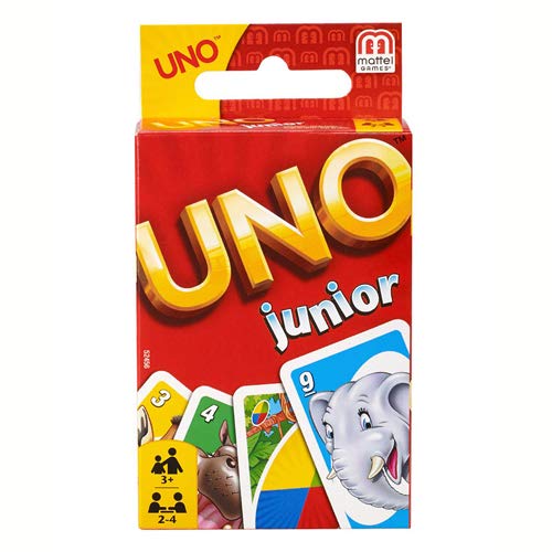 UNO junior Mattel Games Juego de Cartas, Juego de Mesa para niños con Dibujos de Animales (Mattel GPM86)