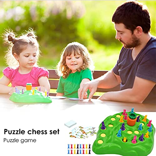 Upgrade Funny Bunny Board Game- Children Desktop Puzzle Checkers Board Game, Bunny Hop to Top Toys, Family Educational Rabbit Trap Game