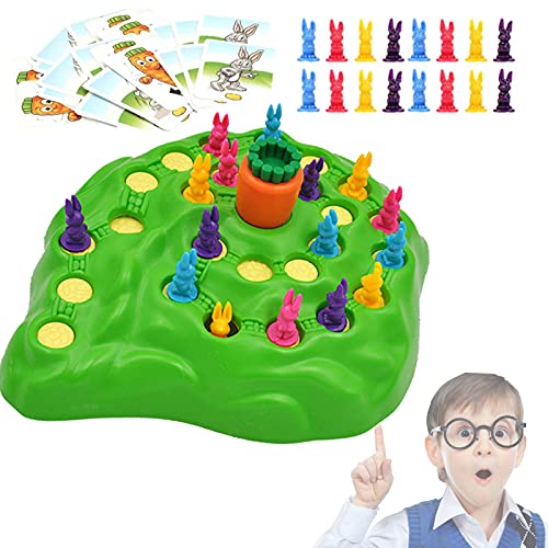 Upgrade Funny Bunny Board Game- Children Desktop Puzzle Checkers Board Game, Bunny Hop to Top Toys, Family Educational Rabbit Trap Game