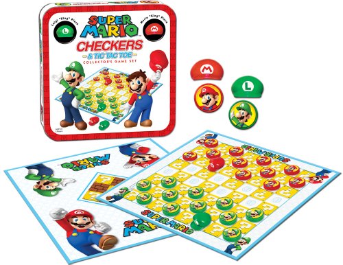 USAopoly USOCM005191 Bros Super Mario Combo Checkers/Tic TAC Toe Lata