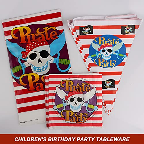 Vajilla de Fiesta de Cumpleaños,Decoración de Mesa de Cumpleaños de Pirata para Niños,Juego de Vajilla con Tema Pirata,Accesorios de Fiesta,para Decoración de Fiesta de Cumpleaños,Halloween Decoracion