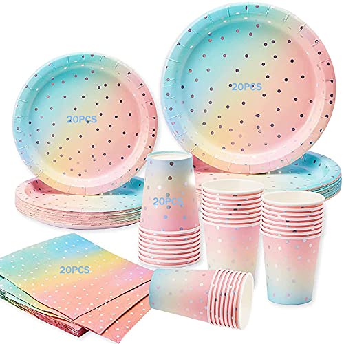 Vajilla de Fiesta Desechable, Set de Vajilla Desechables para Fiesta, Juego de Vajilla de Papel, Platos de Papel Servilletas, Vajilla para Fiestas de Cumpleaños, para Fiestas, Bodas, Cumpleaños