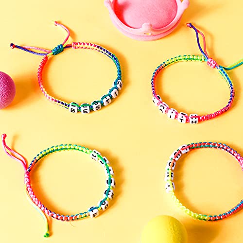 Vamei 12 Piezas Pulsera Amistad Niña Pulsera Trenzada Niño Pulsera Niña con Letras Joyería Niña Amistad Pulsera para Niña Regalo de Cumpleaños de Fiesta (Color Aleatorio)