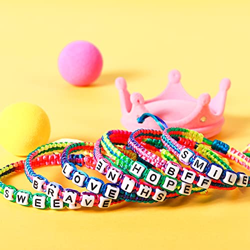 Vamei 12 Piezas Pulsera Amistad Niña Pulsera Trenzada Niño Pulsera Niña con Letras Joyería Niña Amistad Pulsera para Niña Regalo de Cumpleaños de Fiesta (Color Aleatorio)