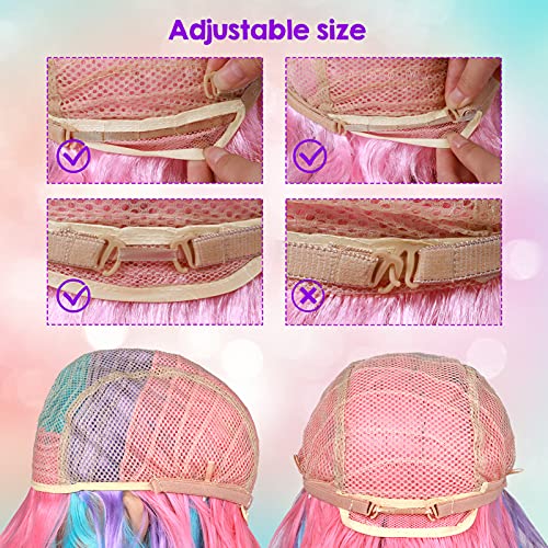 Vamei Peluca Unicornio Mujer Peluca Cosplay Anime Accesorios Unicornio Disfraz Adulto con Orejas y Cuerno de Unicornio para Fiesta Unicornio Cosplay Halloween Carnaval