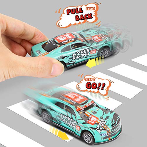 Vanplay Coches Pequeños con Juguetes Dinosaurios, Tapete de Juego, Lanzador de Velocidad y Estuche de Transporte para Niños 43PCS