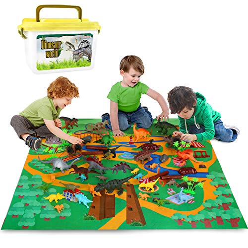 Vanplay Juego de Dinosaurios, Figura de Dinosaurio 52 Piezas Fiestas de cumpleaños Educativo Realista Juguetes Niños 3 4 5 6 7 Años