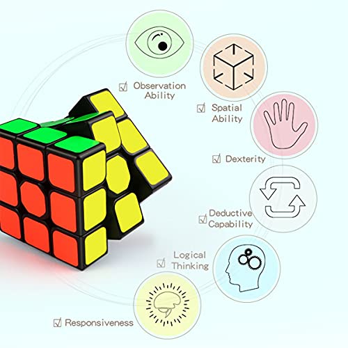 Vdealen Cube Set, 3x3x3 Cube Magic Cube Juego de Cubos de Rompecabezas Profesional, Gran Regalo para Niños, Paquete de 6 (6 Pegatinas Negras)