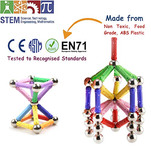Veatree Bloques Magnéticos de Construcción para Niños Palos Magnéticos e No magnético Bolas, 308 Piezas Juguete Educativo para el Desarrollo Integral para Mayores de 6 Años
