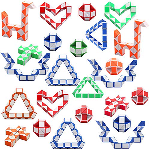 Viccess 24 Piezas Juguetes de Rompecabezas de Serpiente Magic Snake Cube Mini Serpiente para Niños, Favores de Fiesta Materiales de Fiesta,Color al azar