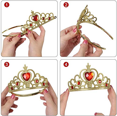 Vicloon Princesa Vestir Accesorios 8 Pcs Regalo Conjunto de Belleza Corona Anillo Sceptre Collar Pendientes Guantes para Niña (Amarillo)