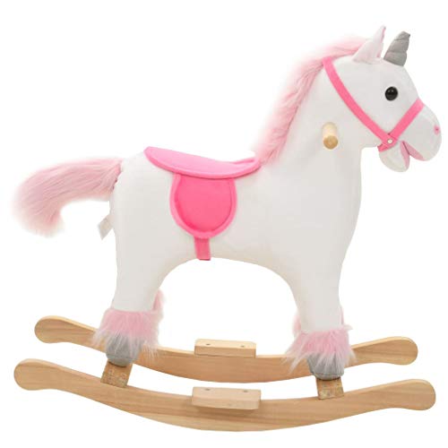 vidaXL Caballito Balancín Niño Blanco Rosa Mecedora Unicornio Peluche Infantil