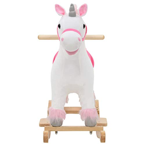 vidaXL Caballito Balancín Niño Blanco Rosa Mecedora Unicornio Peluche Infantil