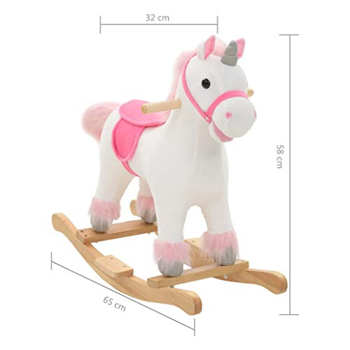 vidaXL Caballito Balancín Niño Blanco Rosa Mecedora Unicornio Peluche Infantil