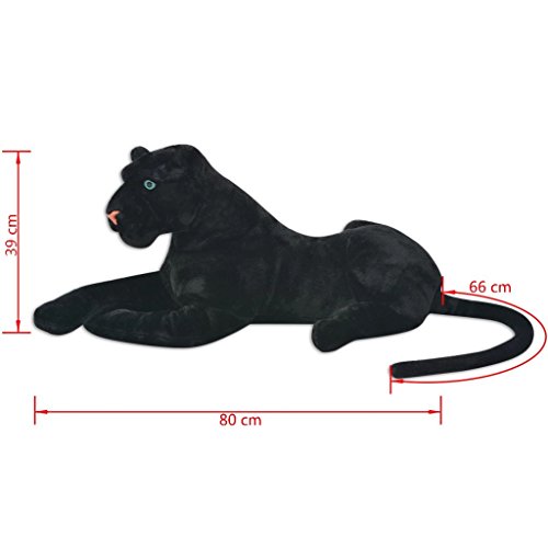 vidaXL Pantera de Peluche Gigante Negra XXL Animal de Peluche Decoración Juguete