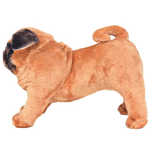 vidaXL Perro Carlino Peluche de Pie Marrón Claro XXL Animal Juguete Infantil