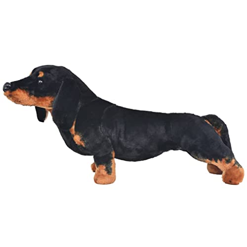 vidaXL Perro Salchicha de Peluche de Pie Negro XXL Juguetes Infantiles Animal