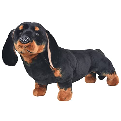 vidaXL Perro Salchicha de Peluche de Pie Negro XXL Juguetes Infantiles Animal