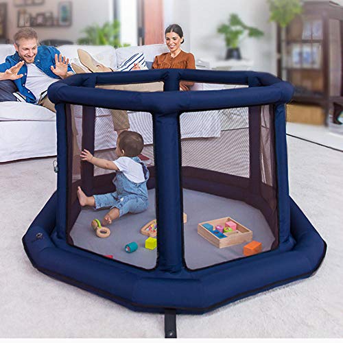 Vitila 11 sq ft AzulMini Cuna con Malla Transpirable,6 Piezas Minicuna Bebe para Bebés, Bebés, Recién Nacidos, Interiores Y Exteriores