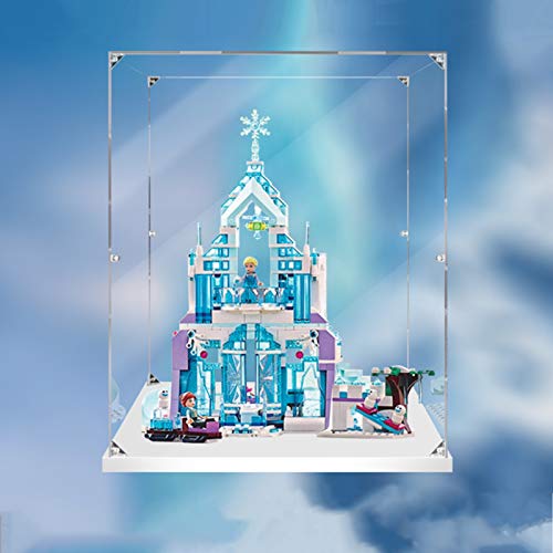 Vitrina de Acrílico para Lego 43172 Palacio mágico de Hielo de Elsa,Display Case Vitrinas para Colecciones Modelismo (Solo Vitrina) (Base Blanca)