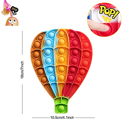 VOFOLEN 3 Pizzas Pop It Bubble Sensorial Fidget Juguete, Cartón animado globo aerostático para Push Anti-estrés Arcobaleno Exprimir juguetes para niños