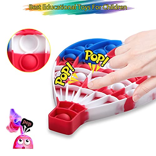 VOFOLEN 3 Pizzas Pop It Bubble Sensorial Fidget Juguete, Cartón animado globo aerostático para Push Anti-estrés Arcobaleno Exprimir juguetes para niños