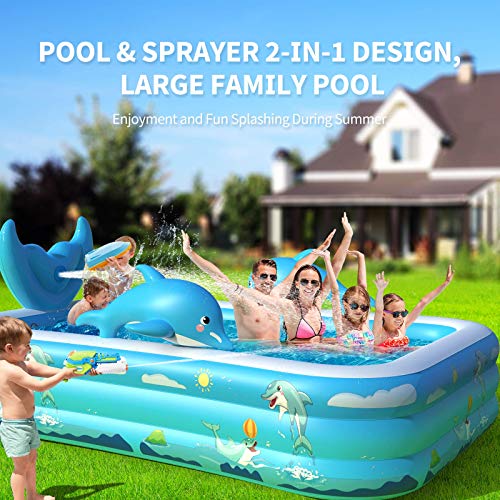 VOXON Piscina Niños, Piscina Hinchable por Familia, 250x180x55cm Piscina Grande de Jardín, PVC, Durable y Seguro para Niños, Adultos, Familias, Parque Acuatico