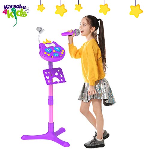 VOZKOM Kitty Star Karaoke Microfono niña niños, Máquina de Karaoke Pie de Micrófono Juguetes para Niñas, Regalos de Cumpleaños para Niñas niños 3 4 5 6 Años