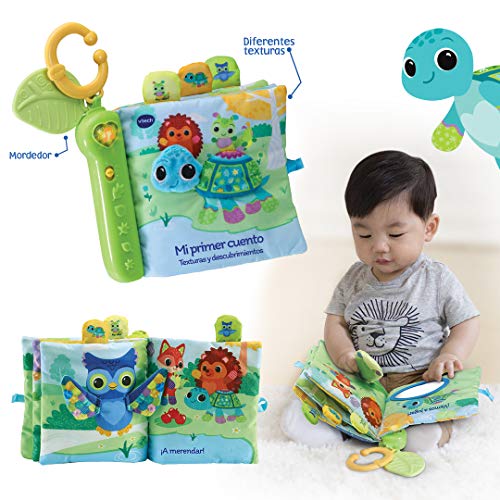 VTech-123-536922 Mi Primer Cuento (Texturas Y Descubrimiento). Libro Tela Interactivo bebé +3 Meses, Color (3480-536922)