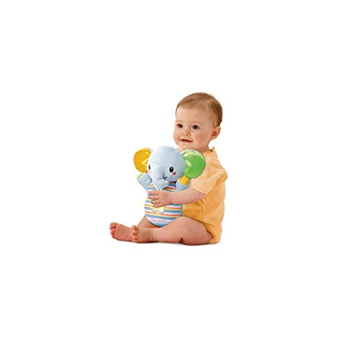 VTech-80-508622 Trompito, Elefante de Peluche para bebé, Musical, luz de Noche, con más de 45 Voces, Canciones y melodías, Color Azul, (3480-508322)